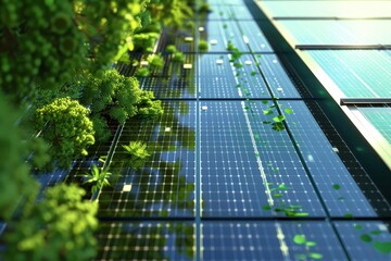 Fototapeta premium A green roof with a lot of trees and plants