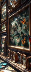 Obraz premium Ornate frames showcase antique artwork with intricate designs.