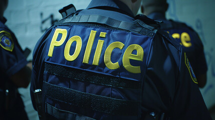 American Police Officers Conducting an Inspection in Uniform
