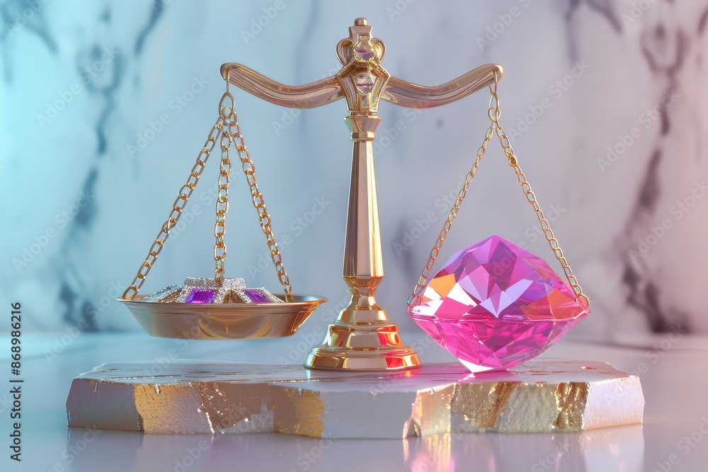 Poster scale with two different colored gems on each side