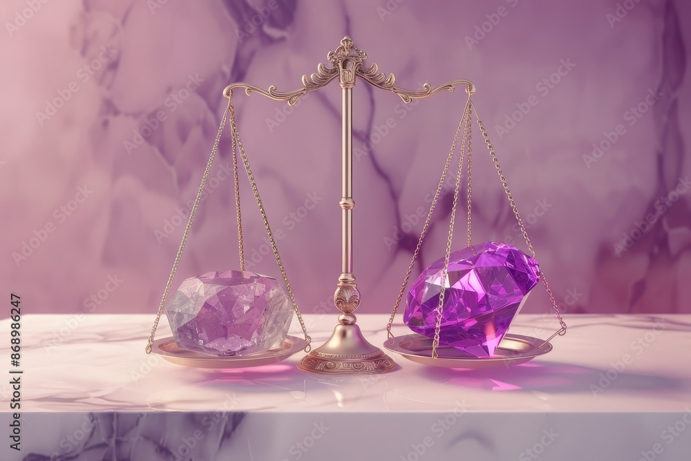 Poster scale with two different colored gems on each side