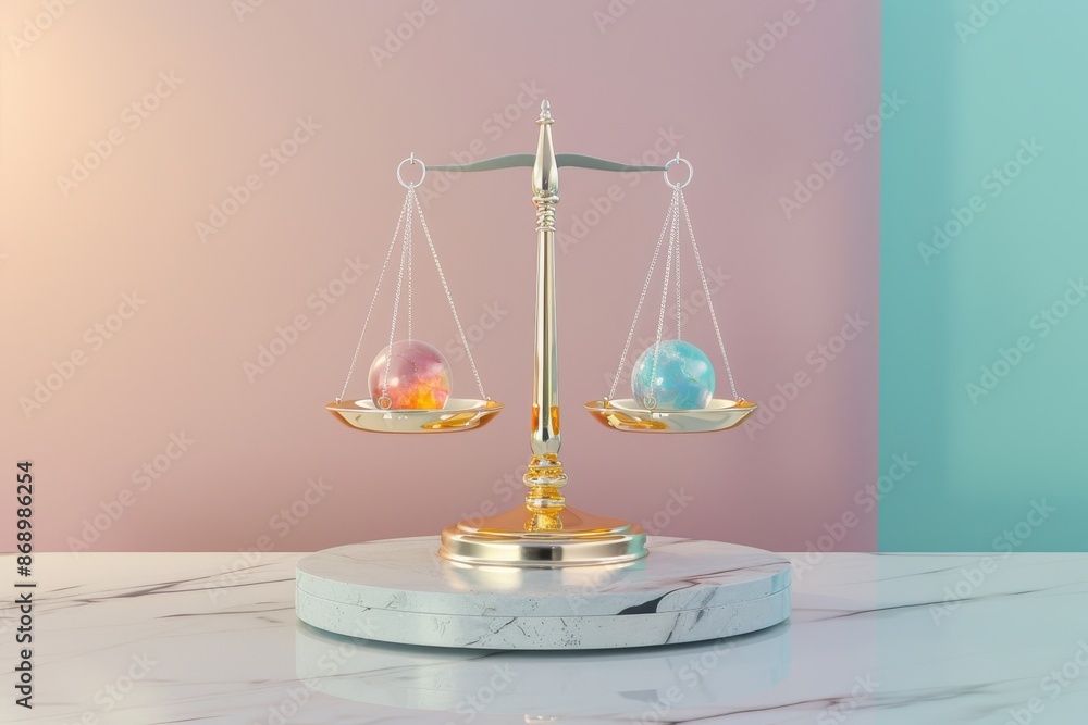 Poster scale with two different colored gems on each side