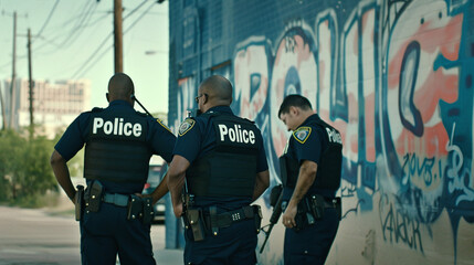American Police Officers Conducting an Inspection in Uniform