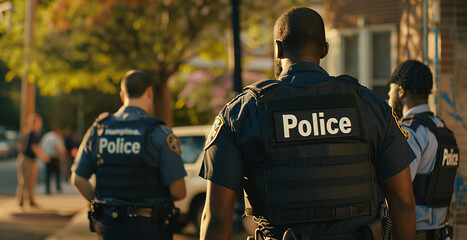 American Police Officers Conducting an Inspection in Uniform