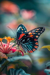 Fototapeta premium large butterfly, bright colors pollen island.