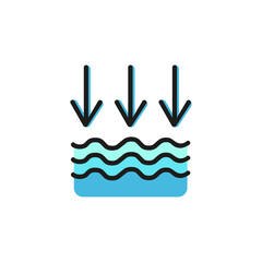 Atmospheric pressure line icon. Arrow, waves, sky. Nature concept. Vector illustration can be used for topics like meteorology, climate, prediction