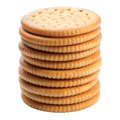 Stack of round sandwich cracker isolated on transparent background