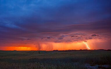 Dazzling lightning display brightening the nighttime with vibrant bolts, climate change
