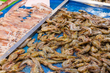 Fresh raw shrimp sell in the wet market
