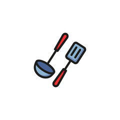 Kitchen utensils line icon. Spatula, ladle, tool. Cooking concept. Vector illustration can be used for topics like kitchenware, preparing food, domestic life