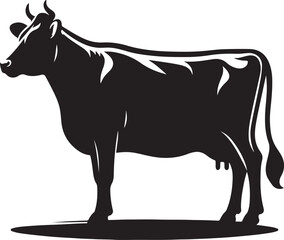 Cow Silhouette Vector Art | Profile View with Tail | White Background