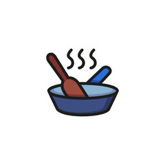 Stirring food line icon. Frying pan, dish, recipe. Culinary concept. Vector illustration can be used for topics like cooking, kitchen, dinner