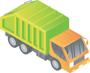 Isometric style of garbage truck