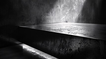 Obraz premium Minimalist tomb close-up with high contrast lighting and metallic silver tones