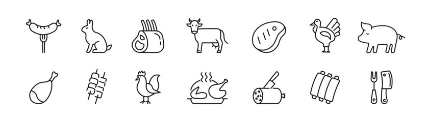 Meat icons set. Vector illustration