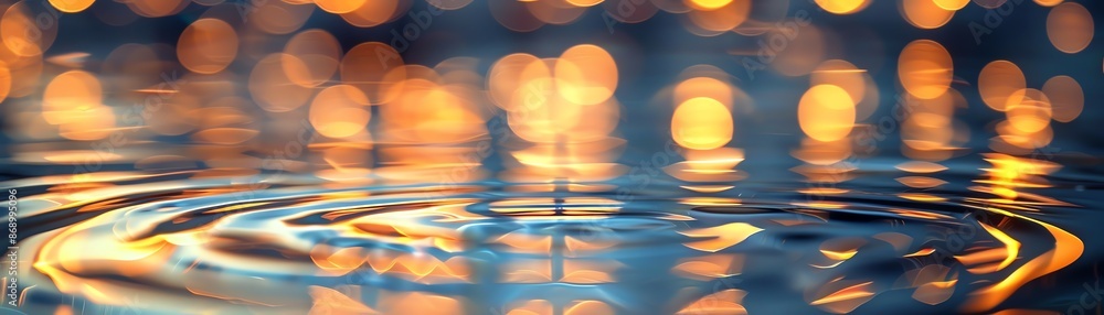 Aufkleber bokeh reflections a closeup of water ripples reflecting city lights, creating a mesmerizing pattern 