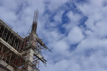 construction of a modern concrete building, metal fittings