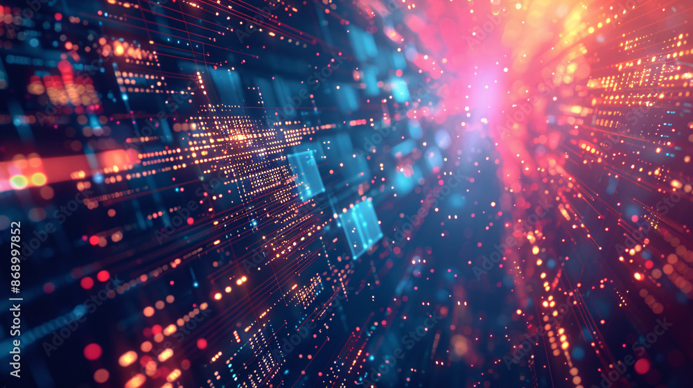 Fototapete Futuristic Digital Abstract Background with Tech Elements