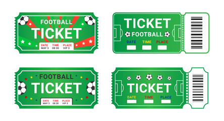 Ticket pass for a sports game and football championship tournament. Vector illustration isolated on white background © AnSeet