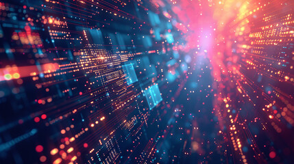 Naklejka premium Futuristic Digital Abstract Background with Tech Elements