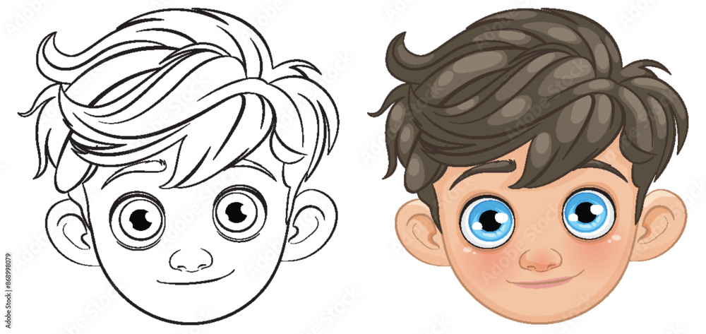 Poster vector illustration of a boy's face