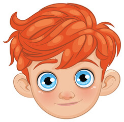 Bright-eyed boy with red hair smiling