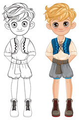 Illustration of a boy in traditional attire