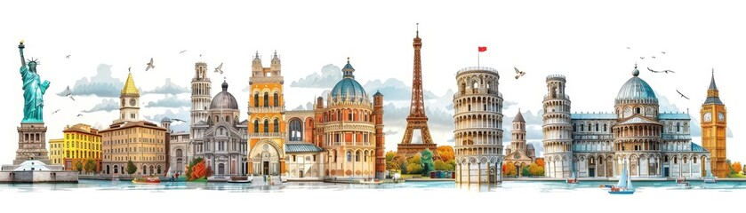 Fototapeta premium famous landmarks from around the world