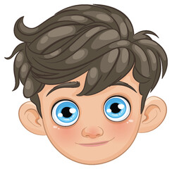 Smiling boy with big blue eyes