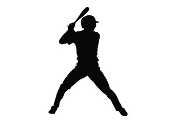 Baseball Player Vector in Silhouette