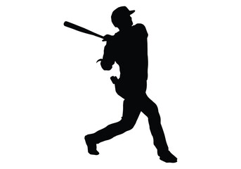 Baseball Player Vector in Silhouette