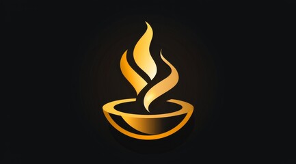 Golden Flame Graphic Design Illustration On Black Background