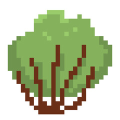 hand drawn pixelated bush cartoon illustration