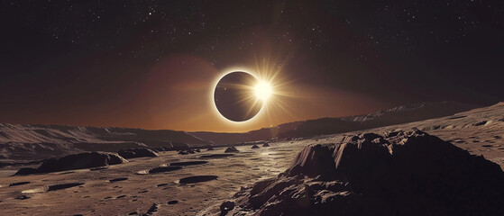 Witness a solar eclipse as seen from the surface of a habitable moon.