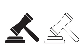 Gavel icon set. judge gavel icon vector. law icon vector. auction hammer