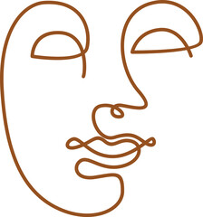 Abstract Face Line Art Shape Element