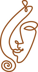 Abstract Face Line Art Shape Element