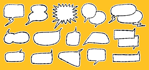 Obraz premium Hand-Drawn Speech Bubbles Vector Illustration - Comic Style Dialog Balloons