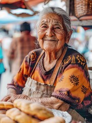 Obraz premium Old Woman with Doughnuts
