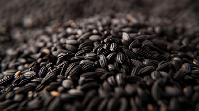 Extreme close up of black cumin seeds