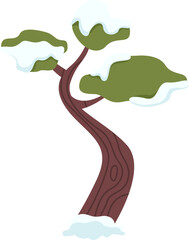 Tree In Winter With Snow Element