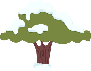 Tree In Winter With Snow Element