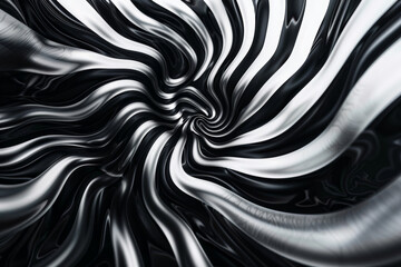 A spiral of silver and black stripes