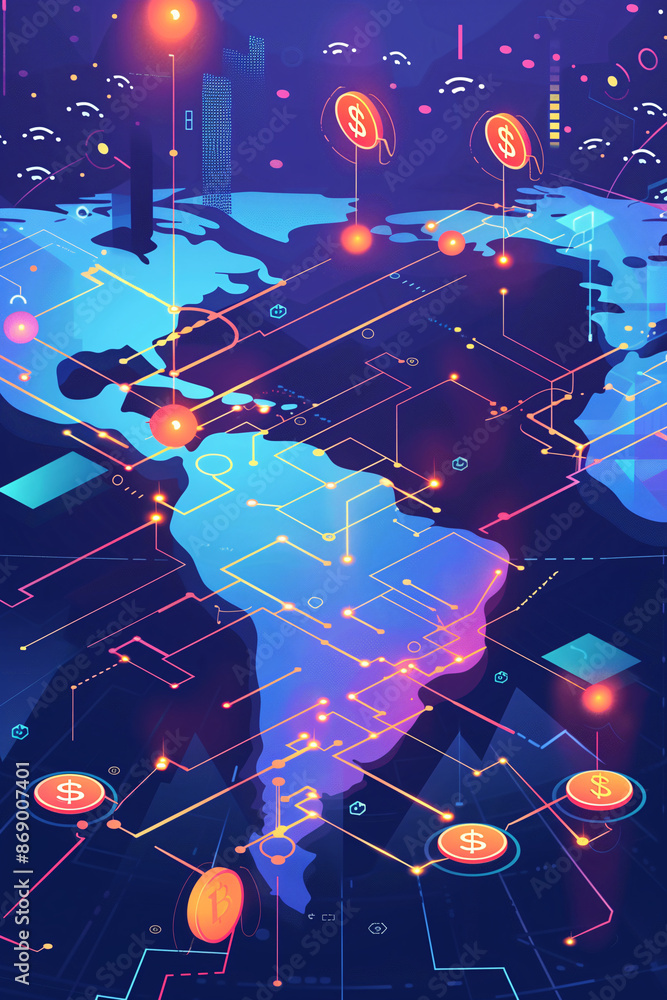 Aufkleber cross-border payments: a visual representation of cryptocurrency enabling fast and cheap cross-borde