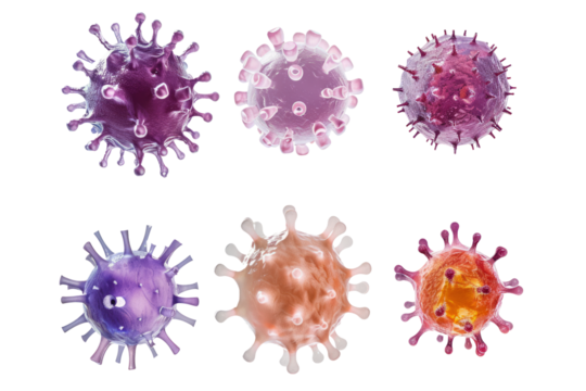 set of microbe and virus icons for sexually transmitted infections (STIs), such as Chlamydia and Gonorrhea.
