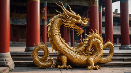 Fototapeta premium In the heart of an ancient temple in China a majestic