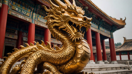 Obraz premium In the heart of an ancient temple in China a majestic
