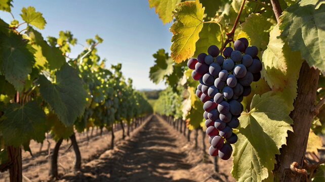 In a sundrenched vineyard vibrant clusters of ripe