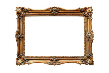 Antique Ornate Gold Picture Frame isolated on white background