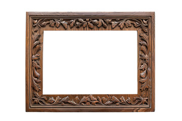 Ornate Wooden Picture Frame with Carved Floral Design